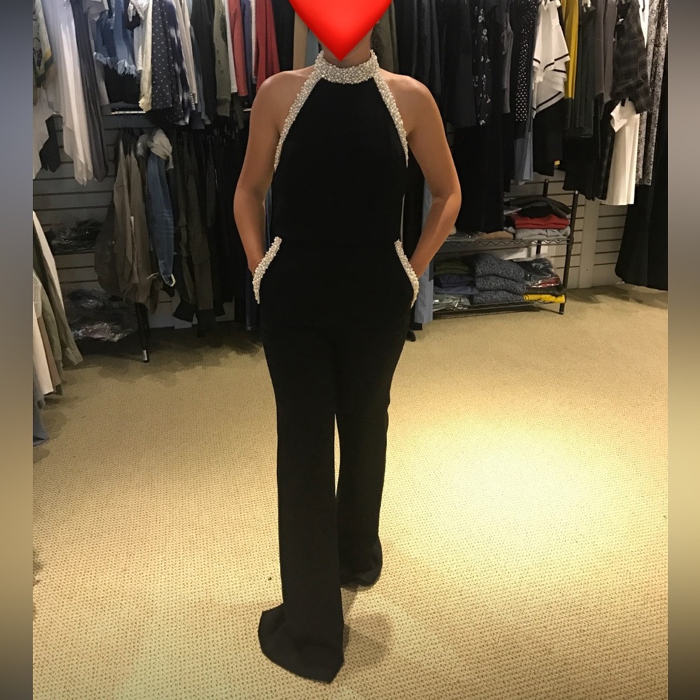 Rachel Zoe Black Jumpsuit with Pearls